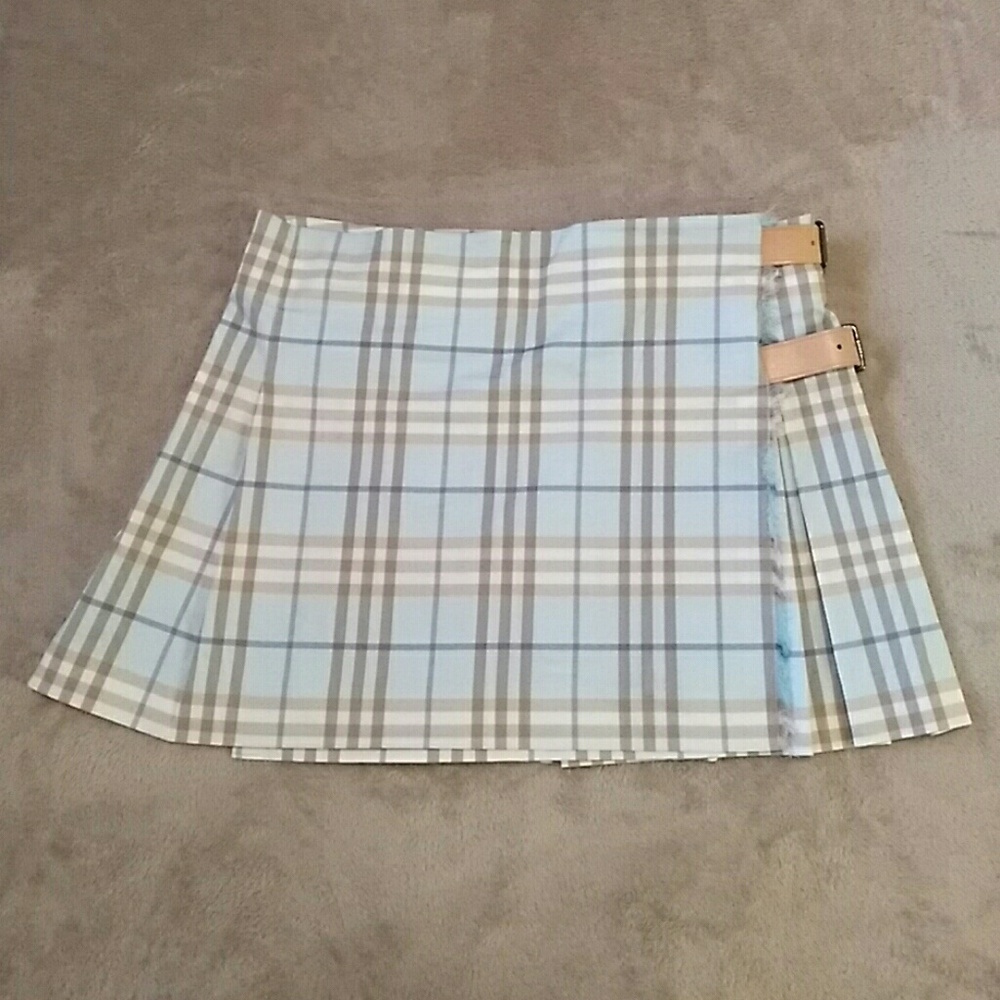 *SOLD* Burberry Kilt Pleated Blue Mini Skirt Sz 12
